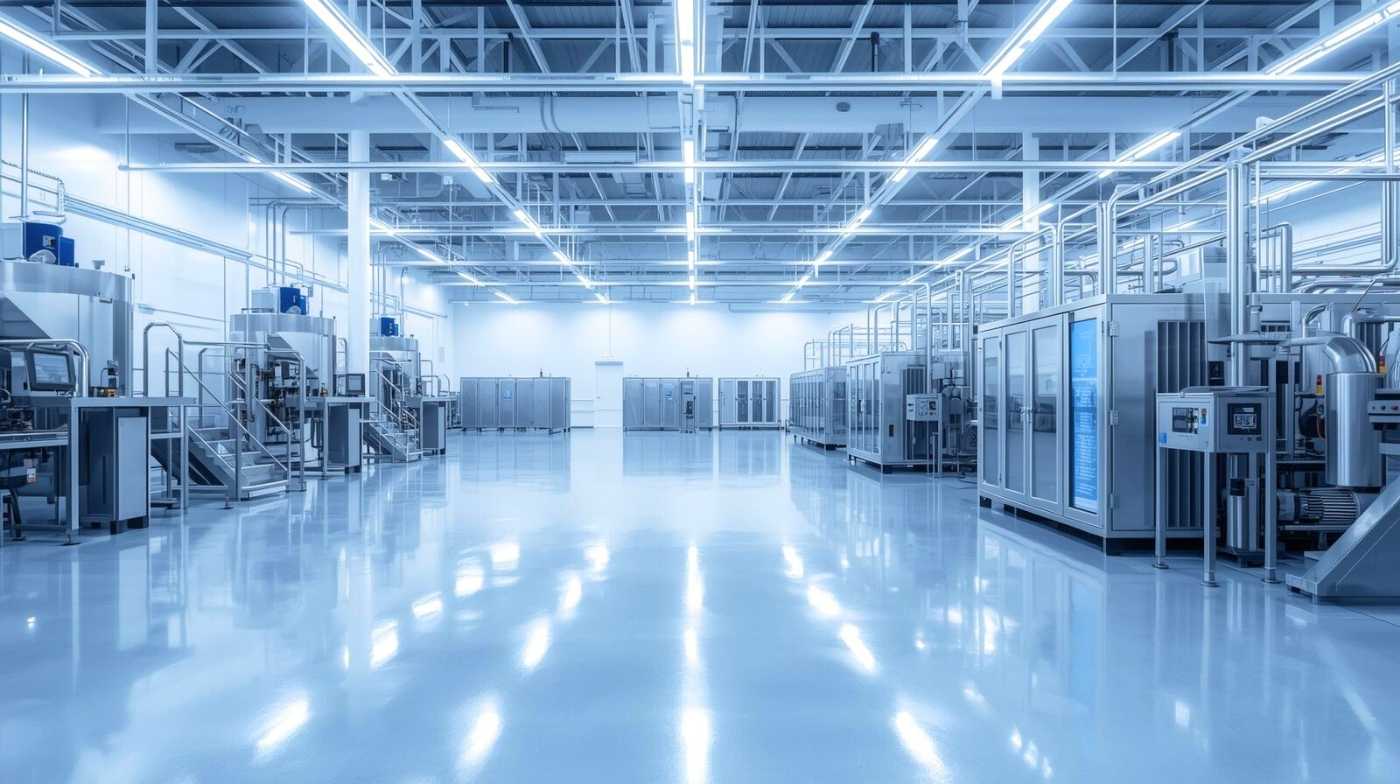 Lacidem Hochtechnisierte Industriehalle mit automatisierten Anlagen – professionelle Gebäudereinigung für Industrie- und Gewerbeobjekte