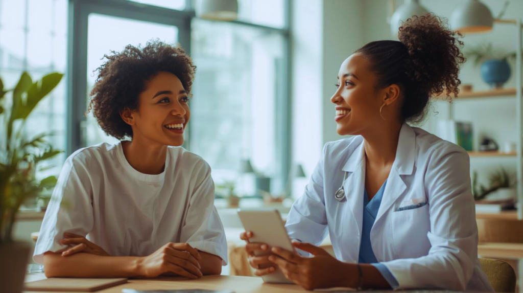 Personalvermittlung Professionelles Beratungsgespräch zwischen Fachkraft und Kunde in heller Umgebung mit natürlichem Licht