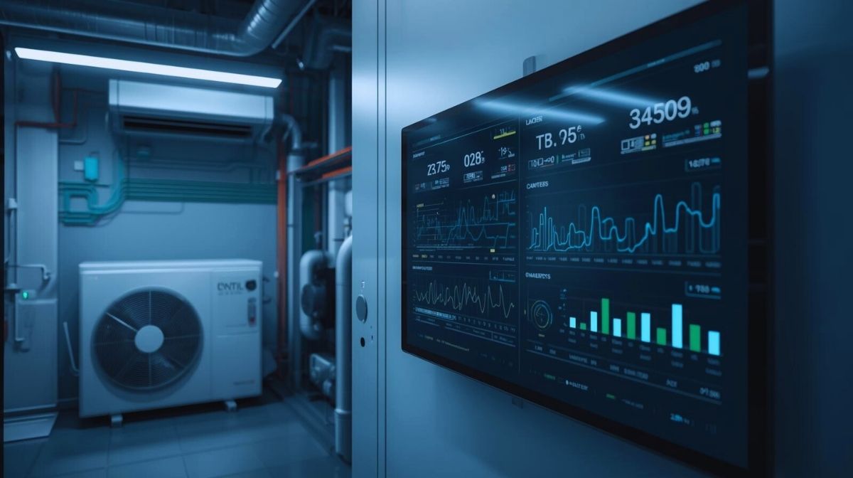 Dashboard mit Energieverbrauchsdaten und Gebäudetechnik zur Optimierung der Energieeffizienz im Facility‑Management.